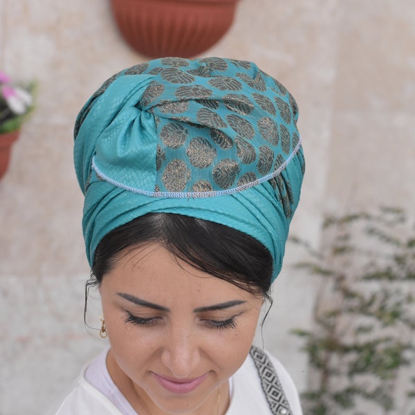 Deep Ocean Fashion Tichel, Hair Snood, Head Scarf, Head Covering, Jewish Headcovering, Scarf, Bandana , headscarves by oshratDesignz