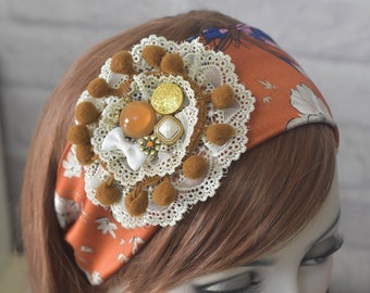 Hairband super Chic Flower attached, The perfect Hair accessory for your outfit, Jewish headcovering,Haarband cotton, by oshratDesignz