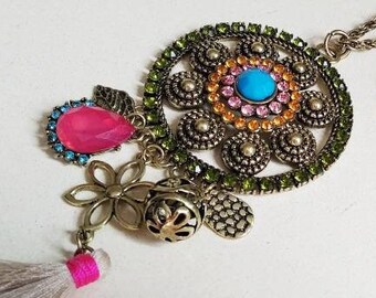 Impressive Beaded Necklace Stones & Beads Necklace Special and Beautiful ,Long Necklace ,Bohemian Necklace by oshratDesignz