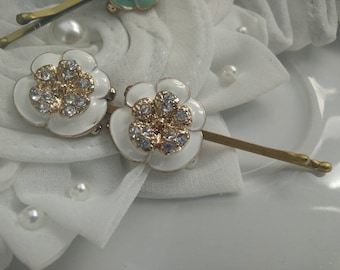 White & gold Studded hair pin, bobby pin, fancy bobby pins, tichel pins, hair pins wedding, tichel pin,by oshratdesignz