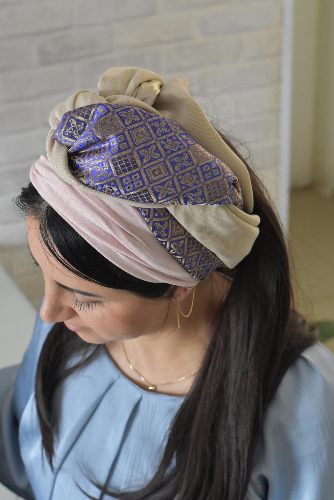 Mitpachot Mitpachat Deep Brown Stretched Satin Turban Sinar Tichel