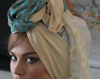 Modest Headscarf for Women | 4-Fabric Silky Wrap | Elegant Tichel Turban Scarf | Luxury Head Cover by oshratDesignz
