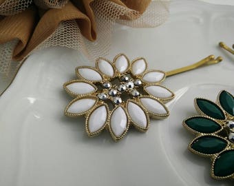 White Studded pin,  Bobby Pin,  tichel pin,  unique hair covering,  hair accessories, by oshratDesignz rhinestone