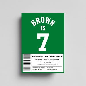 Boston Celtics Birthday Invitation | Editable NBA Party Invite | Basketball Theme | Instant Download | Canva Template