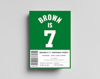 Boston Celtics Birthday Invitation | Editable NBA Party Invite | Basketball Theme | Instant Download | Canva Template