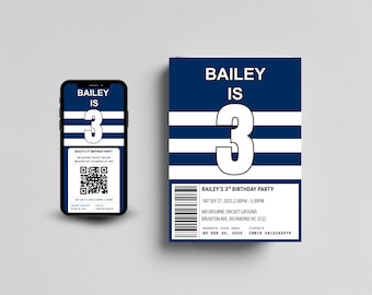 Geelong Cats Birthday Invitation | Editable AFL Party Invite | Footy Theme | Instant Download | Canva Template