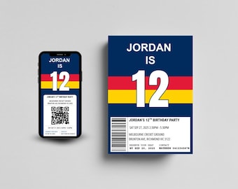 Adelaide Crows Birthday Invitation | Editable AFL Party Invite | Footy Theme | Instant Download | Canva Template