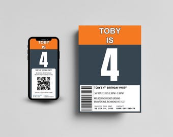 Greater Western Sydney Giants Birthday Invitation | Editable AFL Party Invite | Footy Theme | Instant Download | Canva Template