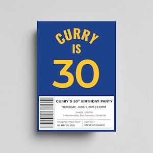 Golden State Warriors Birthday Invitation | Editable NBA Party Invite | Basketball Theme | Instant Download | Canva Template