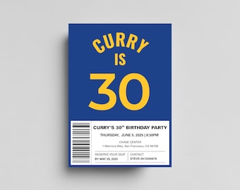 Golden State Warriors Birthday Invitation | Editable NBA Party Invite | Basketball Theme | Instant Download | Canva Template