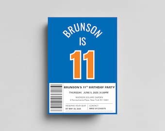 New York Knicks Birthday Invitation | Editable NBA Party Invite | Basketball Theme | Instant Download | Canva Template