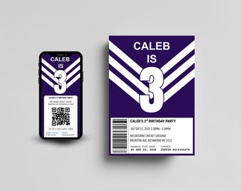 Fremantle Dockers Birthday Invitation | Editable AFL Party Invite | Footy Theme | Instant Download | Canva Template