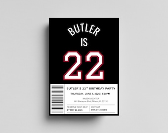 Miami Heat Birthday Invitation | Editable NBA Party Invite | Basketball Theme | Instant Download | Canva Template