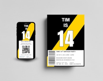Richmond Tigers Birthday Invitation | Editable AFL Party Invite | Footy Theme | Instant Download | Canva Template