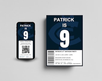 Carlton Blues Birthday Invitation | Editable AFL Party Invite | Footy Theme | Instant Download | Canva Template