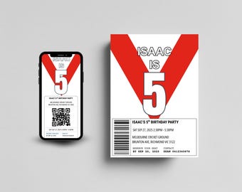Sydney Swans Birthday Invitation | Editable AFL Party Invite | Footy Theme | Instant Download | Canva Template