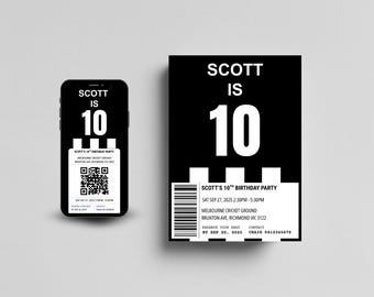 Collingwood Magpies Birthday Invitation | Editable AFL Party Invite | Footy Theme | Instant Download | Canva Template