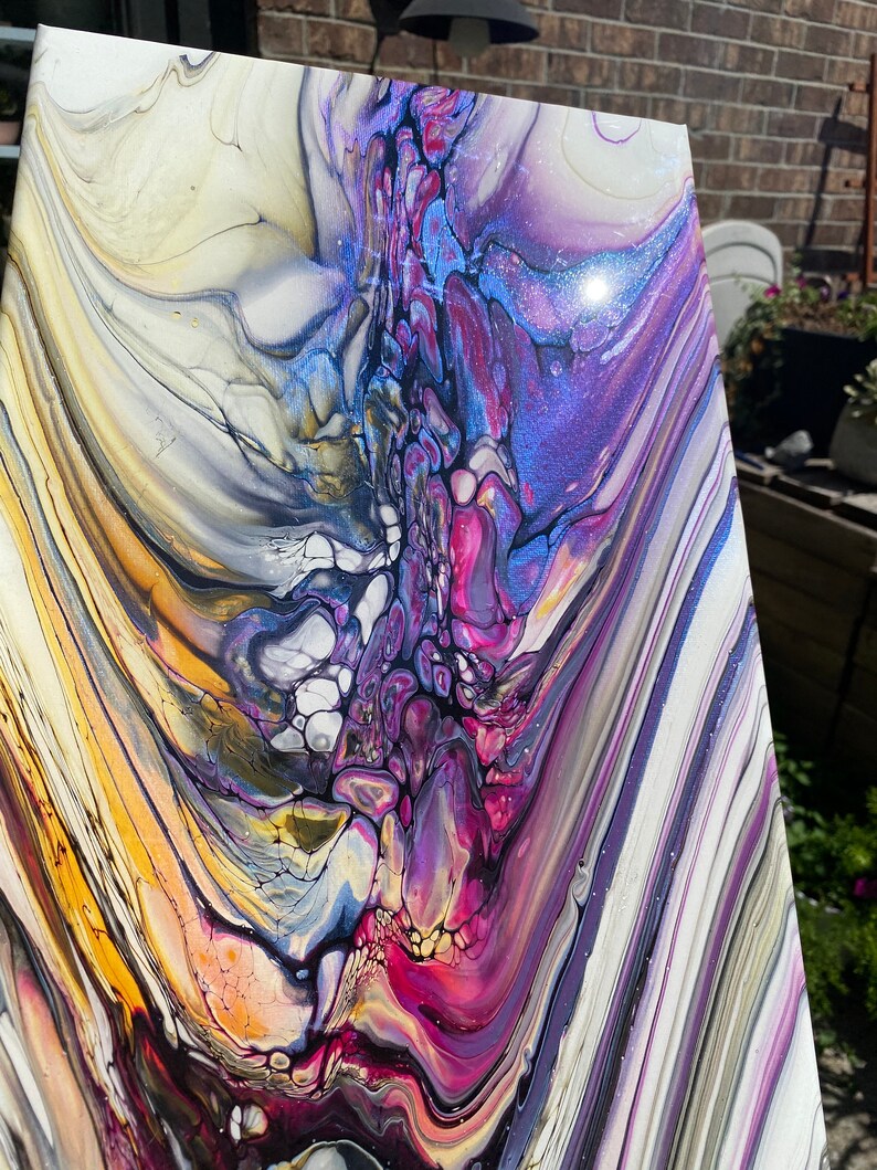 Acrylic Pour Painting w/Resin Top Coat 10x20 Etsy