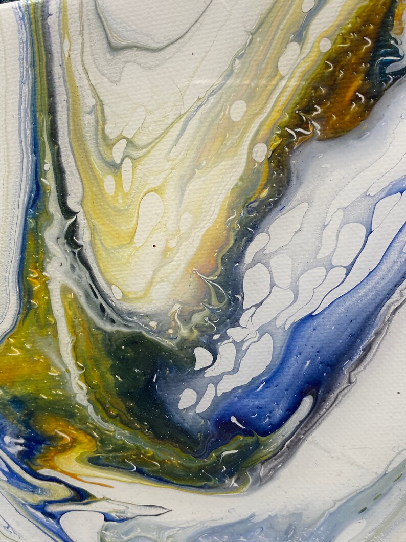 PAIR Gorgeous Abstract Acrylic Handpainted Art wResin Top Coat 12 x 12