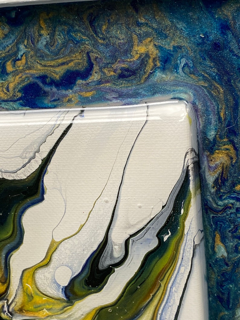 PAIR Gorgeous Abstract Acrylic Handpainted Art wResin Top Coat 12 x 12