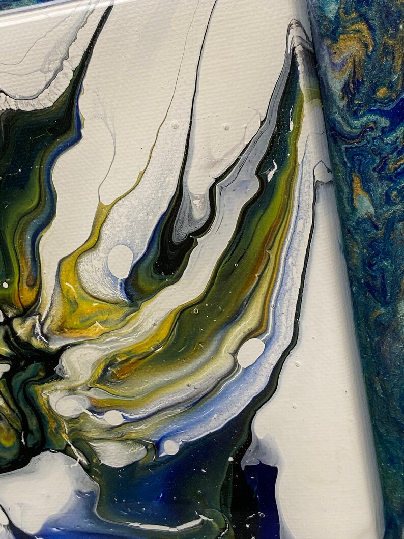 PAIR Gorgeous Abstract Acrylic Handpainted Art wResin Top Coat 12 x 12