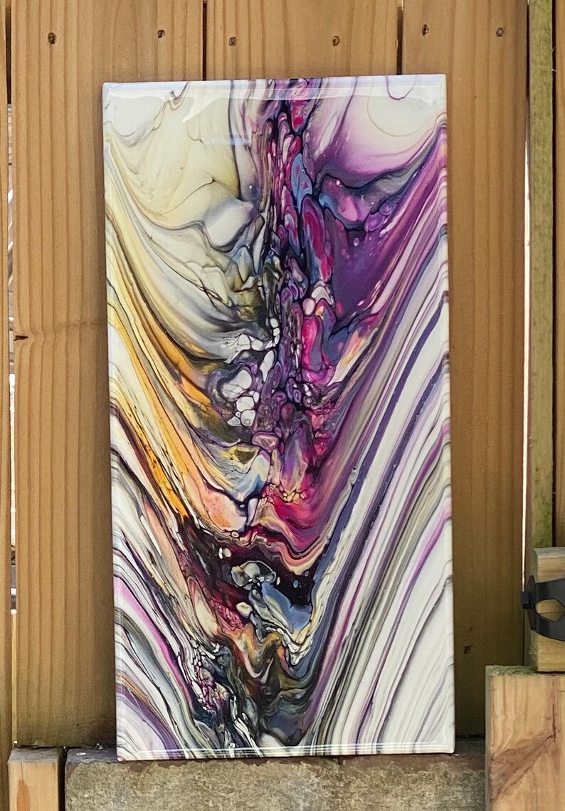 Acrylic Pour Painting w/Resin Top Coat 10x20 Etsy