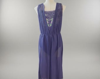 Blue Dance Costume: Capri Pants, Rhinestone Appliqué - Child Large