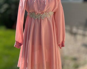 Dance Costume Semi Custom Pink dress with attached leo Adult Small