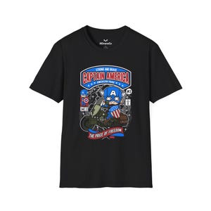 Maglietta unisex con il logo di Captain America Motorcycle, maglietta per fan Marvel, maglietta con l'immagine di un fumetto, regalo da supereroe, maglietta con grafica