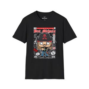 Bret Michaels cartoon uniseks T-shirt, Rockstar Tee, shirt grappig muzikant, shirt softstyle, graphic tee softstyle, nieuwigheid bandmerchandise, concert tshirt