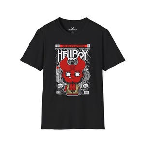 Hellboy cartoon uniseks T-shirt, Red Demon grafisch T-shirt, shirt stripfiguur, grappige filmfankleding, popcultuurtop