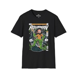 Aquaman cartoon uniseks T-shirt, superhelden-T-shirt, Justice League-shirt, cadeau stripfan, graphic novel-T-shirt