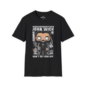 John Wick cartoon uniseks T-shirt - grafisch T-shirt, cadeau filmfan, actieheld shirt, mannen vrouwen kleding, popcultuur top