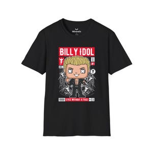 Billy Idol Cartoon-uniseks softstyle-T-shirt | Cartoon T-shirt, muziekmerchandise, cadeau voor fans, vrijetijdskleding, concertoutfit