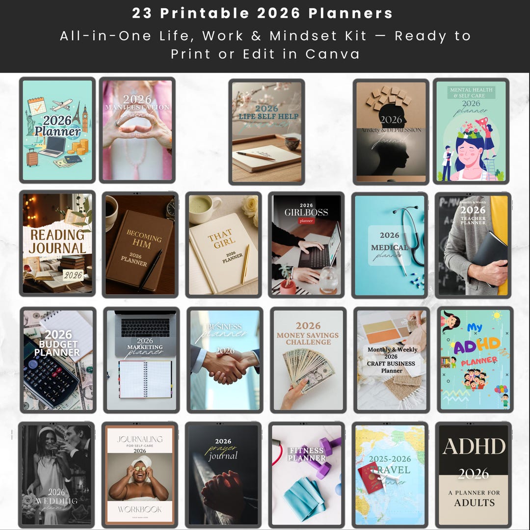 2026 Printable & Editable Planner Collection — 23 Planners, 1,700 ...
