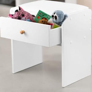 Compact Dressing Table Stool with Drawer, White Vanity Chair for Bedroom, Hallway, and Living Room