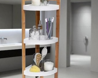 Wooden Bathroom Corner Shelf Bamboo 3-Tier Storage Organizer