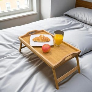 Bamboo Lap Desk Tray with Folding Legs for Bed Use