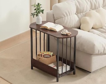 Modern 60cm Oval End Table, Narrow Sofa Side Table, Wooden Accent Table for Living Room, Bedroom Furniture