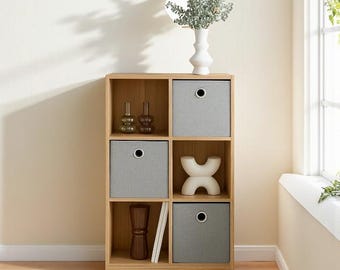 6-Cube Storage Organizer with 3 Drawers – Modern Bookshelf & Display Unit for Living Room