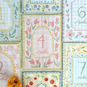 Vintage Floral Baby Milestone Cards – Monthly Baby Photo Props – Girl Baby Shower Gift – Cottagecore Nursery Decor – First Year Keepsake