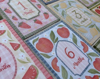 Fruit Themed Baby Milestone Cards – Monthly Baby Photo Props – Girl Baby Shower Gift – Nursery Decor – First Year Keepsake