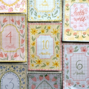 Vintage Floral Baby Milestone Cards – Monthly Baby Photo Props – Girl Baby Shower Gift – Cottagecore Nursery Decor – First Year Keepsake image 7
