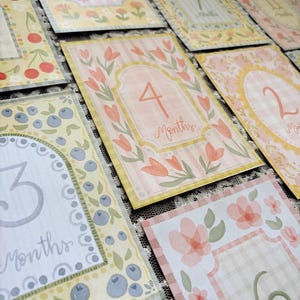 Vintage Floral Baby Milestone Cards – Monthly Baby Photo Props – Girl Baby Shower Gift – Cottagecore Nursery Decor – First Year Keepsake image 6