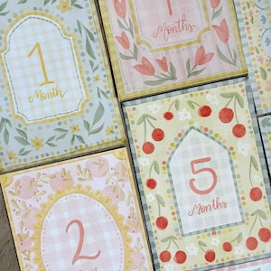 Vintage Floral Baby Milestone Cards – Monthly Baby Photo Props – Girl Baby Shower Gift – Cottagecore Nursery Decor – First Year Keepsake image 3