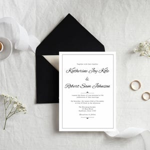 Minimalist Wedding Invitation Template Elegant Black & White Invite Editable Printable Invite Modern Wedding Suite Instant Download