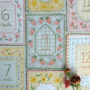 Vintage Floral Baby Milestone Cards – Monthly Baby Photo Props – Girl Baby Shower Gift – Cottagecore Nursery Decor – First Year Keepsake image 4