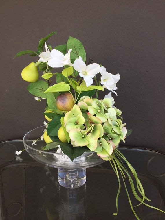 Hydrangea White Orchids Glass Vase Dried Flower Arrangements