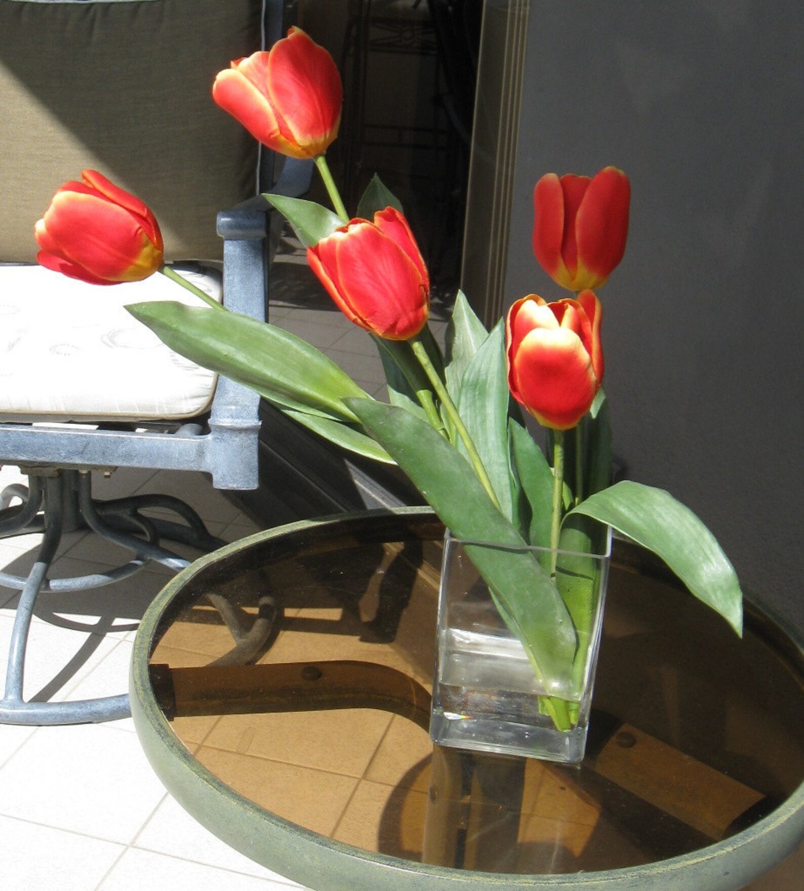 Contemporary Asian Ikebana Silk Floral Arrangement Red Tulips | Etsy