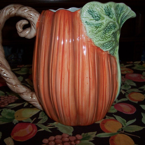 Vintage Ceramic Pumpkin Water/Juice/Witches Brew Pitcher